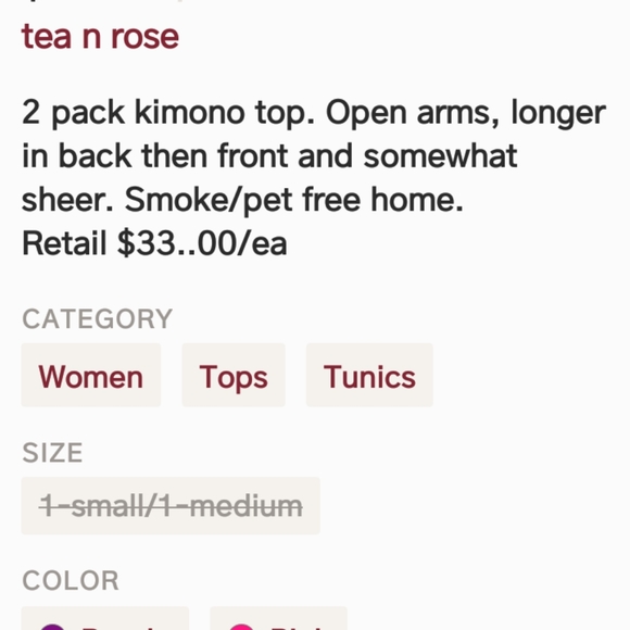 Tea n Rose kimono top - Picture 6 of 7